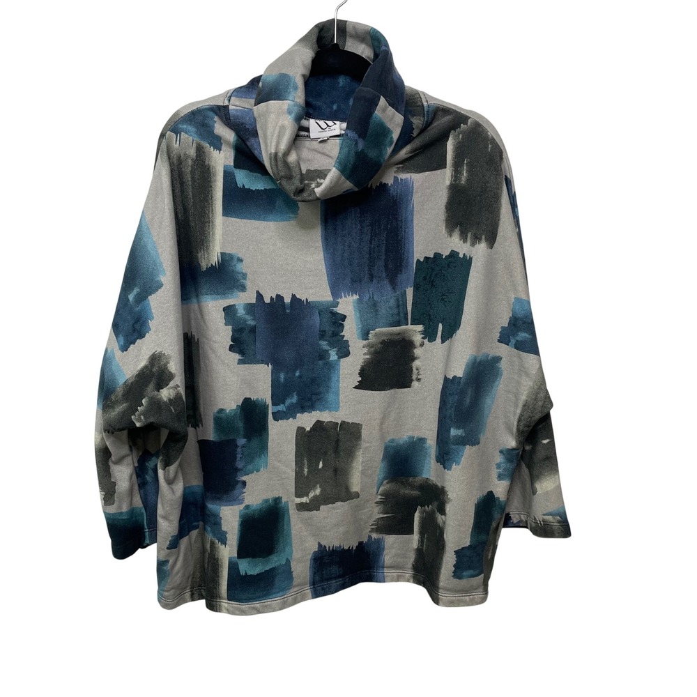 M Square Neetu Malik Boxy Art to Wear Paintbrush Turtleneck Sweatshirt Sz 2 Boho